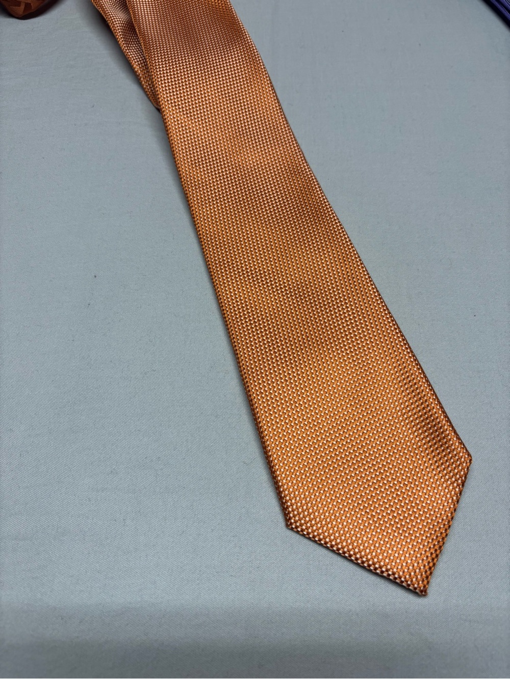 Michael Kors Men's Orange Textured Silk Tie work Office business party trendy